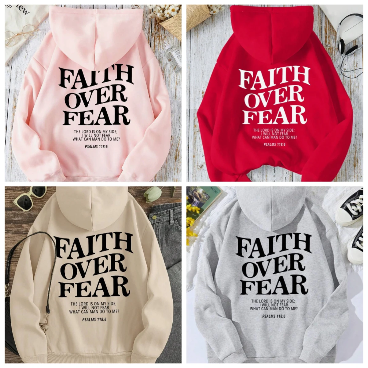 

НОВЫЕ повседневные женские толстовки Faith Over Fear, толстовки с буквенным принтом, удобные пуловеры с карманами, осенняя уличная одежда