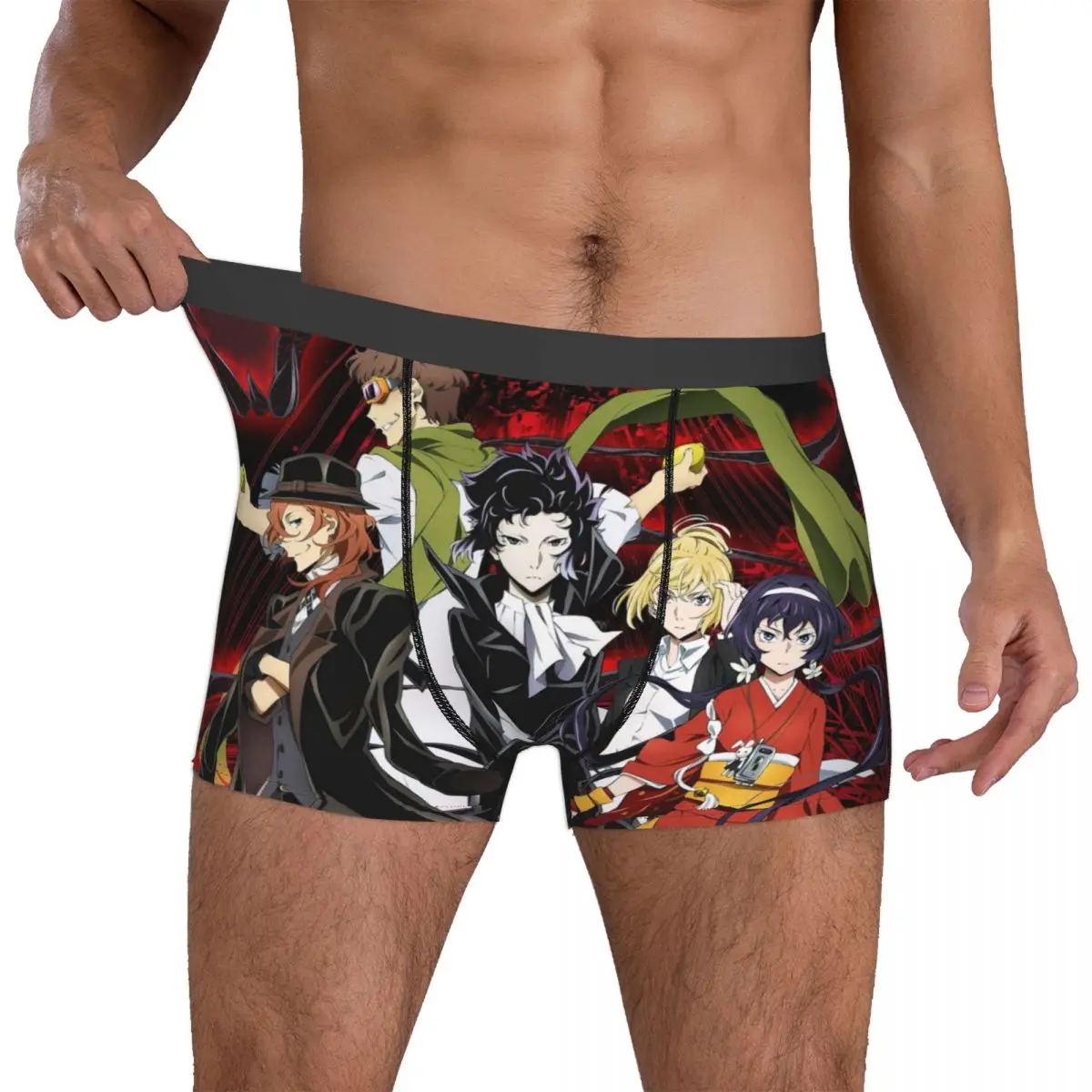 Akutagawa Bungou Stray Dogs Anime Cartoon Underpants Breathbale Panties Male Underwear Print Shorts Boxer Briefs