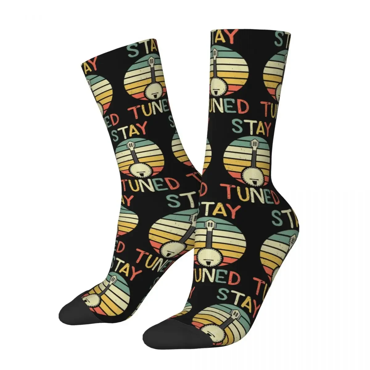 Stay Tuned Retro Vintage Banjo Music Instrument Socks Harajuku Sweat Absorbing Stockings All Season Long Socks Accessories