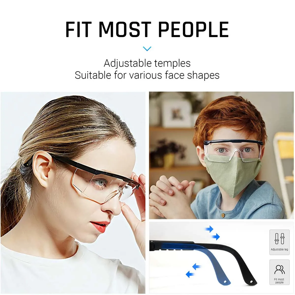 3PCS 조정 가능한 안전 안경 모델 HM1 사이드 보호 기능이 있는 남성과 여성을 위한 안개 방지 작업용 고글