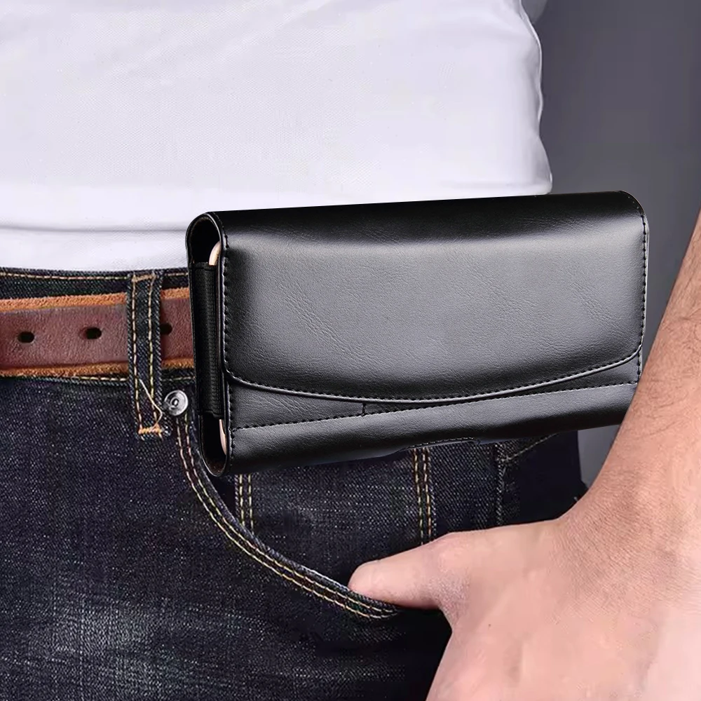 

Leather Waist Bag for iPhone 16 Pro Max 16Pro iphone16 Plus Phone Case Loop Holster Multifunction Men Belt Card Slot Phone Pouch