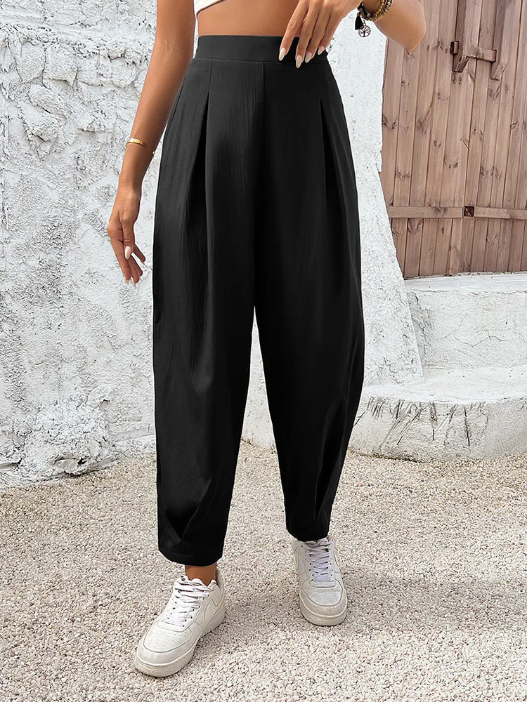 Fashion Casual Cropped Pants For Women  Anti-wrinkle Leisure Style Draped Suit Trousers Cone Shape  Summer Long Pants CHEAP SALE