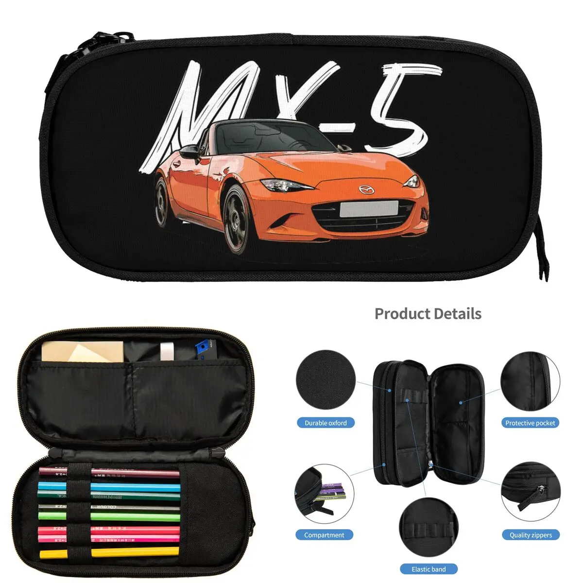 مقلمة MX-5 للذكرى الثلاثين لطلاب المدارس، صندوق أقلام رصاص، حقيبة تخزين كبيرة، حامل قلم رصاص