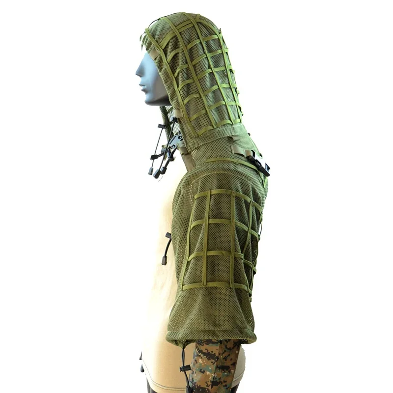 بدلة قراء الادسنس التكتيكية قناص الرماية شبكة موقع قراء شال معطف موحد الصيد القتالية Ripstop النسيج ثلاثية الأبعاد هود بدلة غيلي #5
