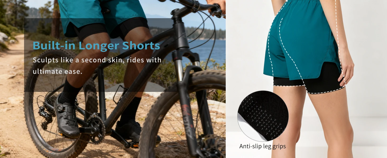 WOSAWE Sommer MTB-Shorts Mountainbike-Radlerhose mit Polsterung Mehrere Taschen Rennrad-Hose Outdoor-Sport 2-in-1 Kurze Hose – Detail 4