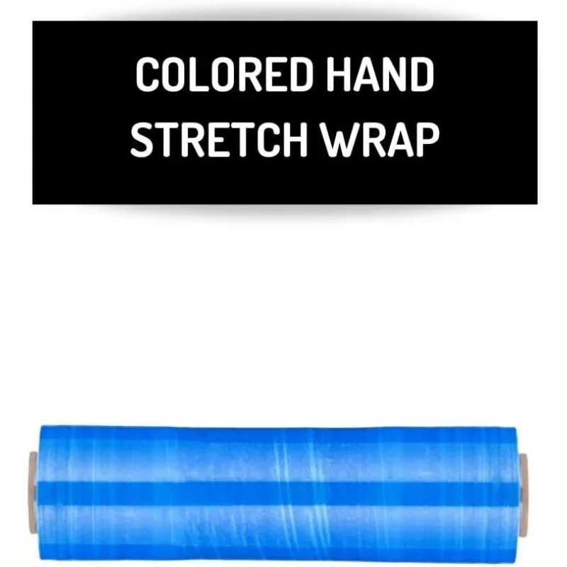 Blue Stretch Wrap, 4, 18 Inch x 1500 Feet, 80 Gauge, Tinted/Transparent Hand Stretch Film Rolls Packaging Moving Packin