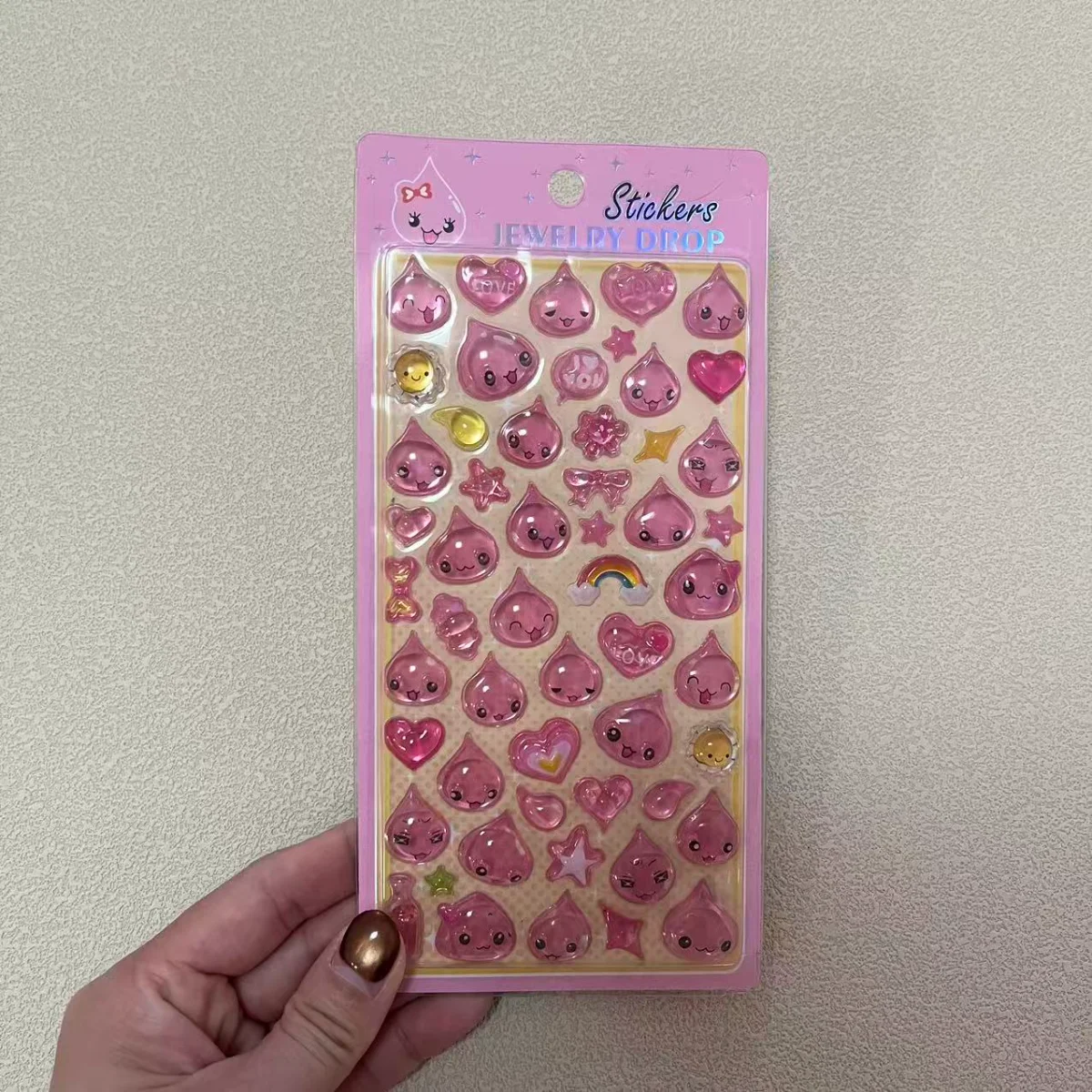 New Cartoon Image Retro Colorful Small Water Droplet Relief Crystal 3D Stickers Girl Diy Phone Case Decoration Toy Gift - view 5