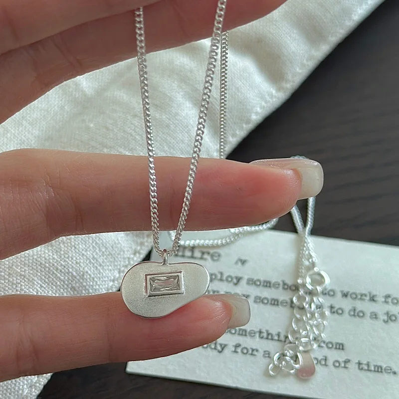 

[Cciris.Com] S925 Silver Matte Necklace Nickel Free Lead Safe Hypoallergenic Minimalist Wholesale Layering Jewelry for Women