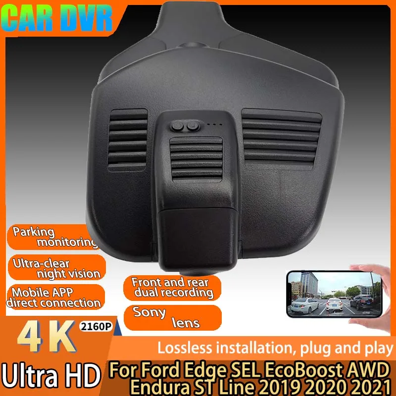 4K 2160P HD ACC Powered Wifi Car DVR Dash Cam Video Recorder For Ford Edge SEL EcoBoost AWD Endura ST Line 2019 2020 2021 by APP