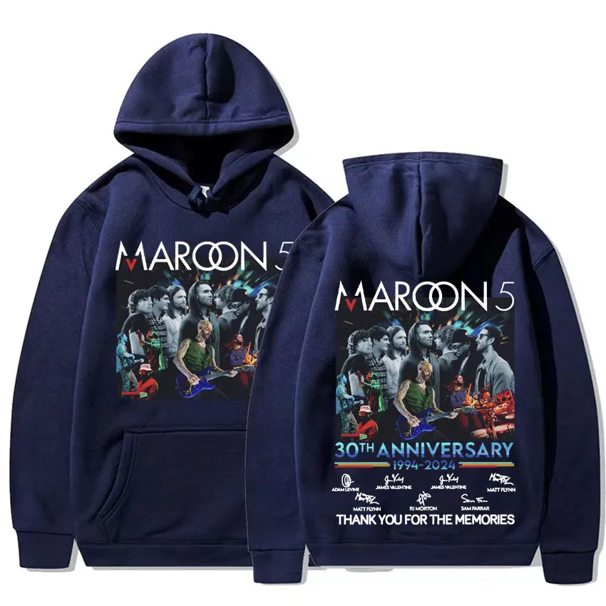 Maroon 5 Band 30 Years 1994-2024 Tour Graphic Sweatshirt Men Women Fashion Gothic Hip Hop Hoodie Man Vintage Long Sleeve Hoodies