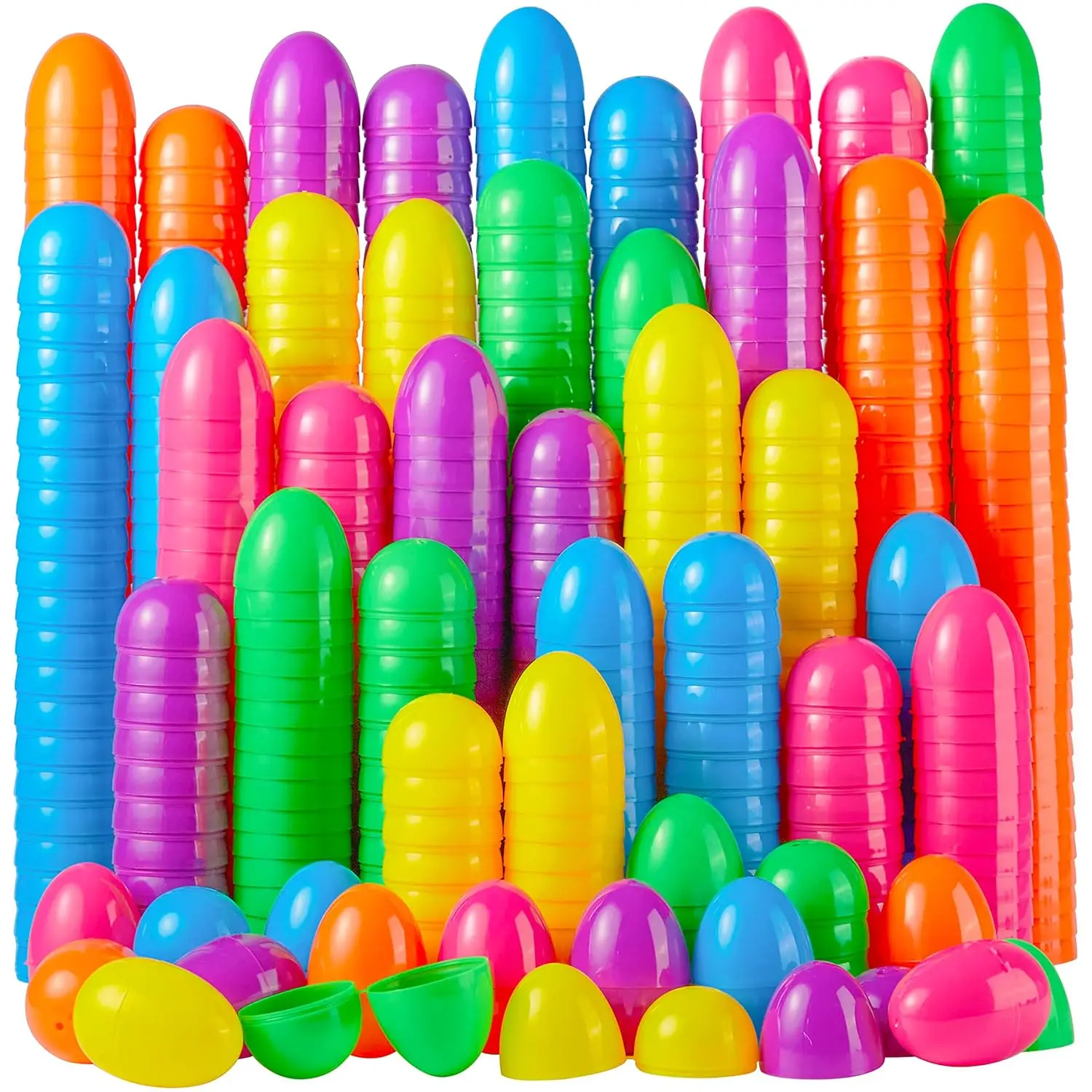 30 Huevos de Pascua de Plástico Vacíos, Huevos Rellenables Coloridos y Brillantes para la Cacería de Huevos de Pascua, para Rellenar con Golosinas, Recuerdos para Fiestas
