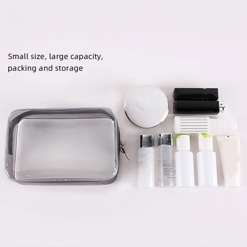 

3Pcs Transparent PVC Bags Large Capacity Travel Makeup Organizer Zipper Storage Pouch Portable Handbag