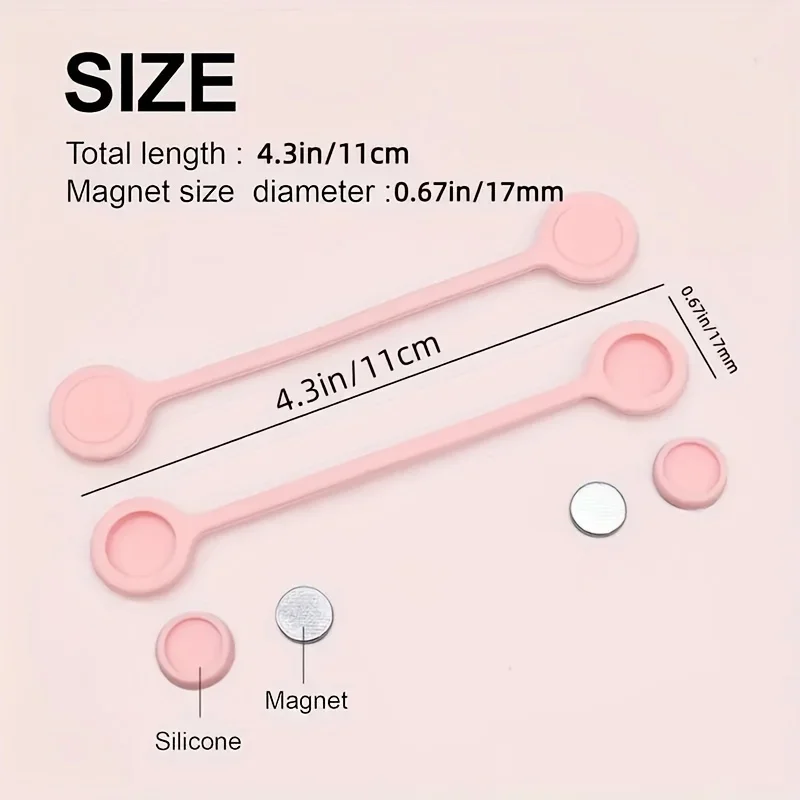 สายรัดซิลิโคนแม่เหล็กหลากสี 20 ชิ้น/10 ชิ้น - ที่เก็บสายไฟแบบใช้ซ้ำได้สำหรับ USB, หูฟัง และพวงกุญแจ - ของขวัญที่สมบูรณ์แบบ