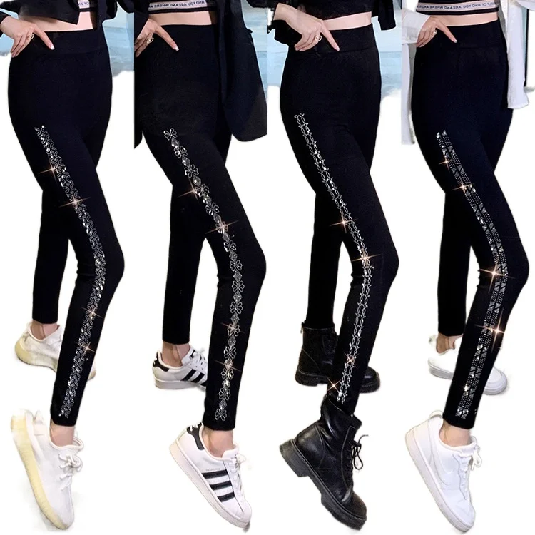 Modal Leggings for Women New Spring Summer Ankle-length Bottoming Pants High Waist Shiny Hot Drilling Stretch Skinny Legging