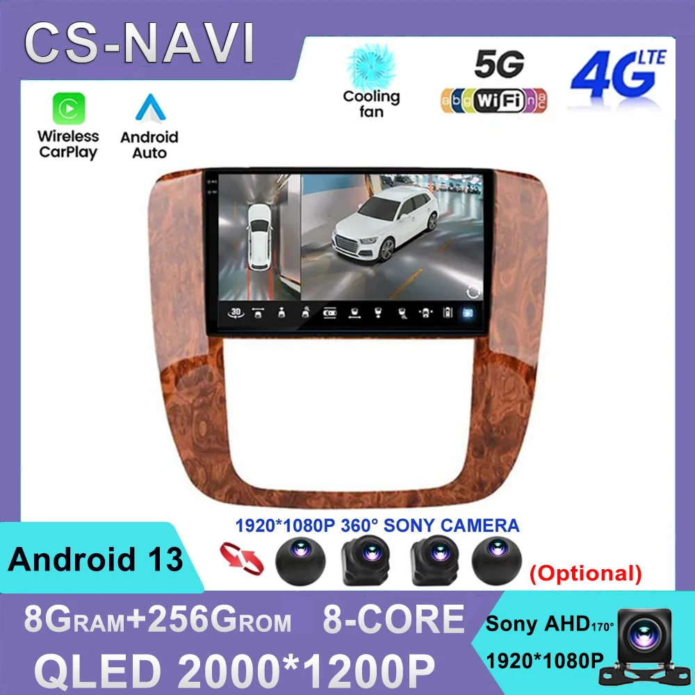 

For GMC Yukon Chevrolet Tahoe Suburban 2007-2012 2 din Android 13 Auto Carplay Car Radio Multimedia Stereo GPS Navi WIFI 4G DSP