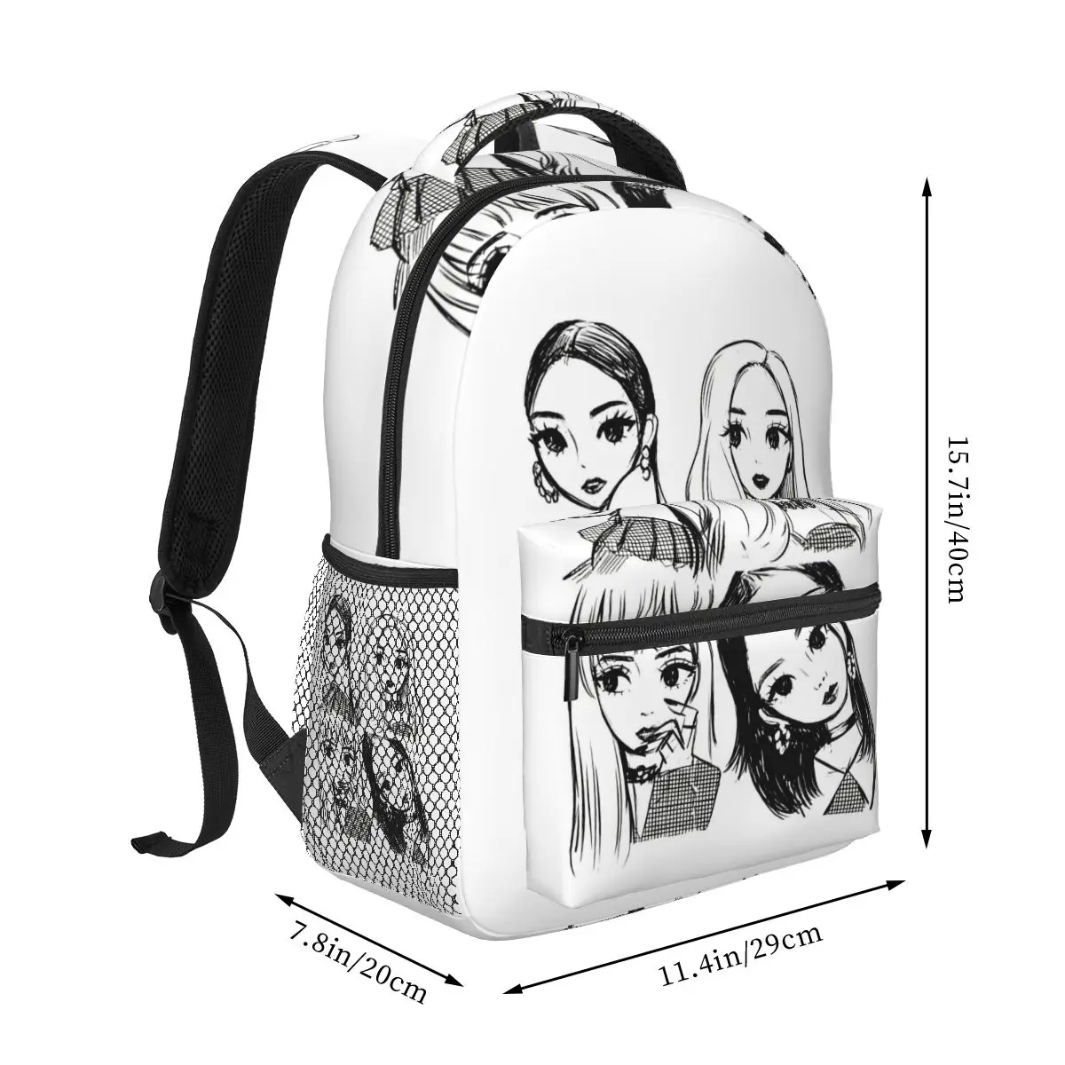 BLACK And PINK Backpacks Boys Girls Bookbag Students School Bags Cartoon Kids Rucksack Shoulder Bag Large Capacity