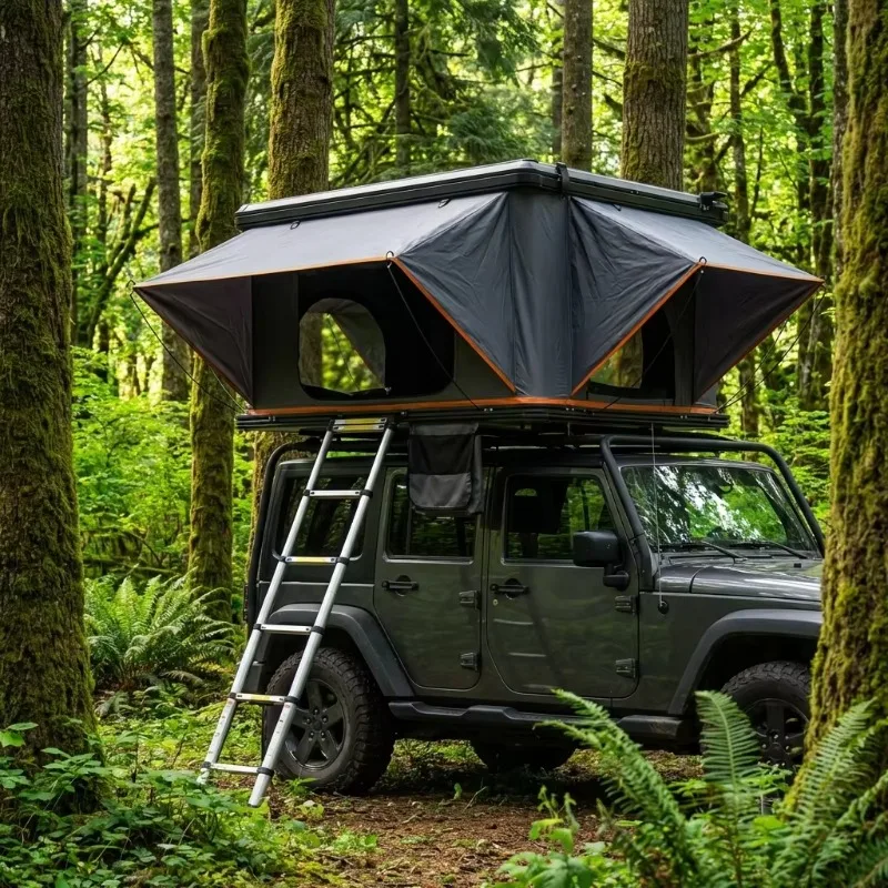 Factory Direct Lightweight Hard Shell Rooftop Tent 2-3 Person Four-season 2 Door 2 Window Automatic Opening Aluminum Roof Tent