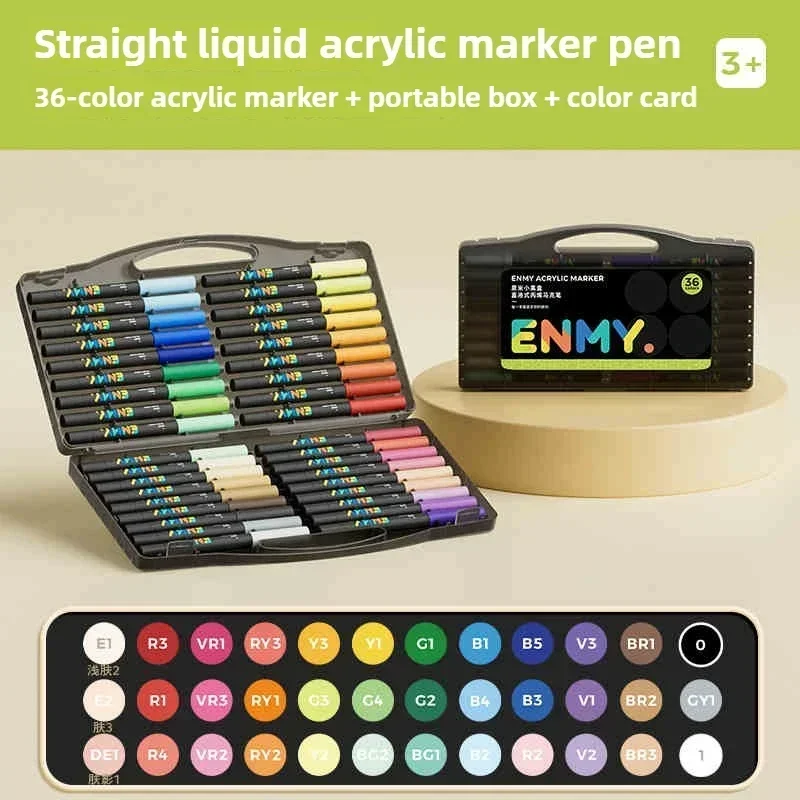 ENMY Black Box Direct Flüssige Acrylmarker mit Papier, 24–80 Farben, weicher Kopf, bunter Malstift, DIY-Farbmarker