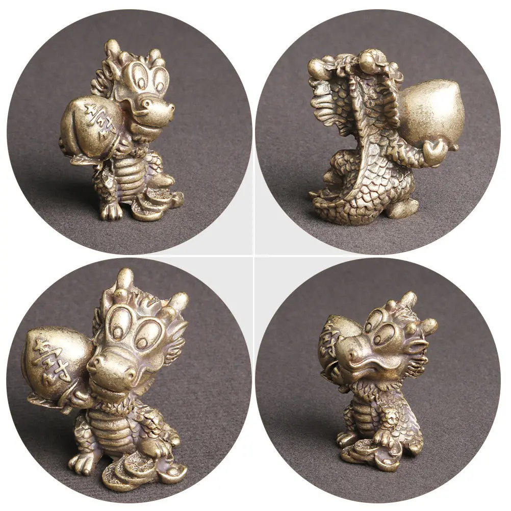 

Mini Brass Dinosaur Decoration Retro Style Home Office Ornament Birthday Blessing Gift Brass Decor