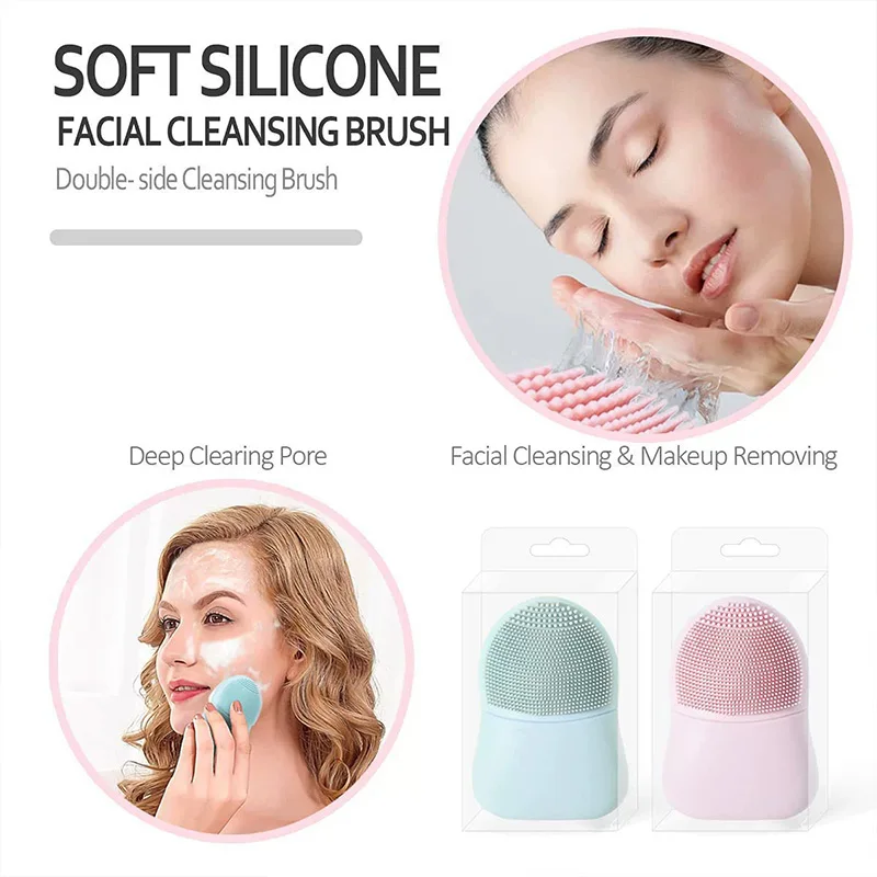 ซิลิโคนแปรงทําความสะอาดผิวหน้า Skincare เครื่องมือนวด Facial Deep Pore Skin Care Scrub Cleanser Double Sided Face Wash แปรง