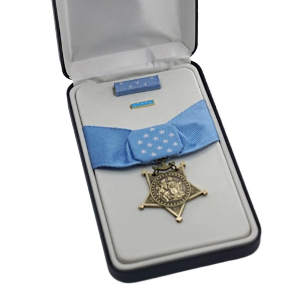 Badges de ruban de cou de l'armée de la marine américaine, médaille d'honneur avec boîte, artisanat de Collection d'histoire des Fans militaires