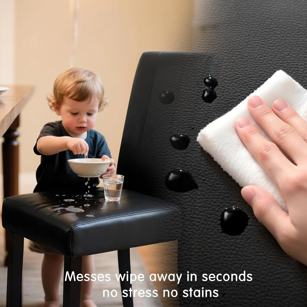 طقم كراسي طعام مكون من 4 قطع، كراسي غرفة طعام من الجلد الصناعي، كراسي بارسونز منجدة لغرفة الطعام، كرسي جانبي للمطبخ مع ستو #5