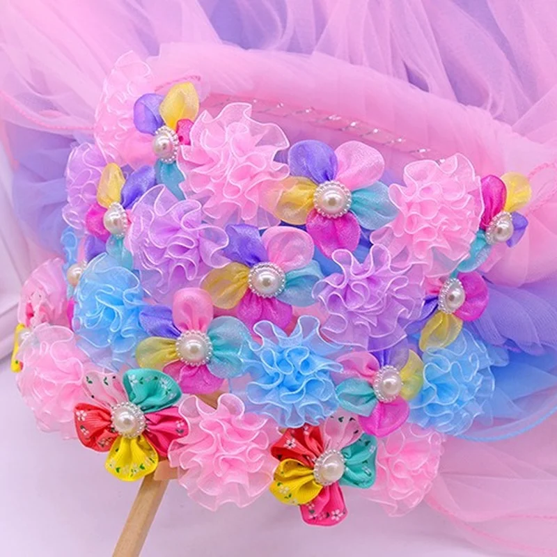 10pcs   Cute Fairy Princess Dress Up Birthday Party Multicolor Lace Headband Crown Wreath Children Adult Christmas Halloween