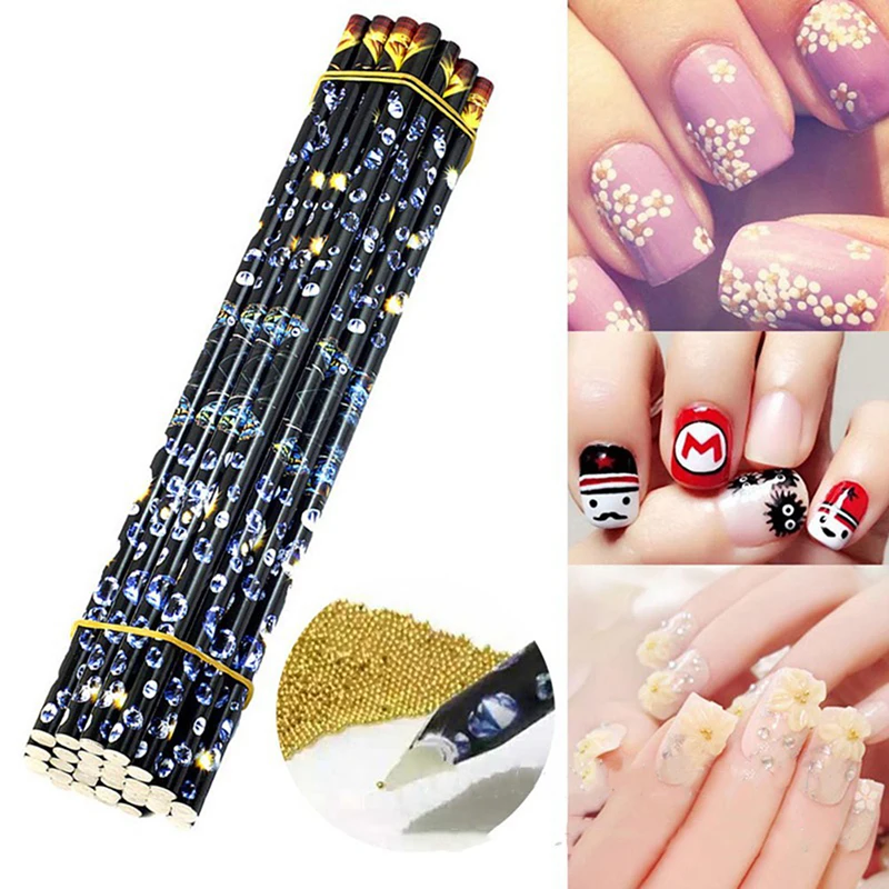 1pcs Profressional Nail Dotting Tool Beads Gems Studs Picker Nail Art Design Wax Pen Rhinestone Pick Up Point Drill Pencil Stick