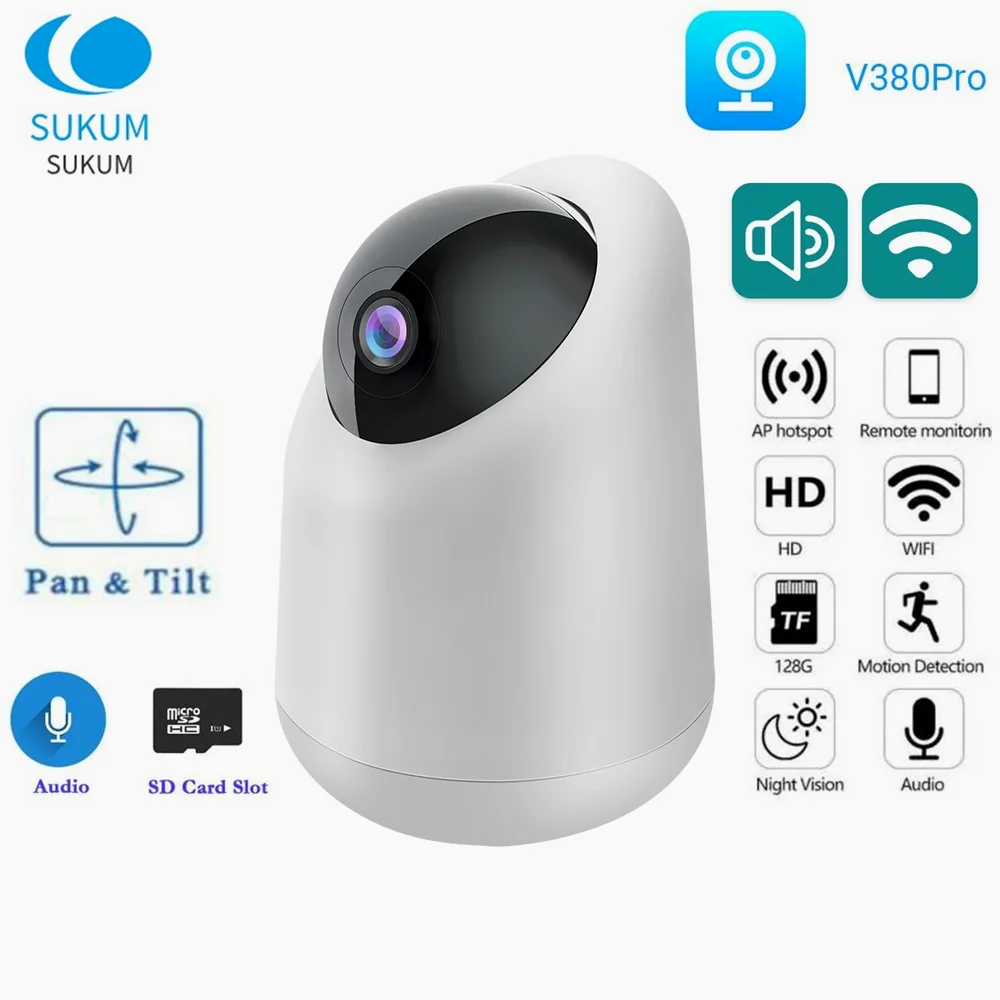 

3MP WiFi Home Security Camera V380 Pro APP Full Color Night Vision Auto Tracking Wireless Indoor MINI Camera