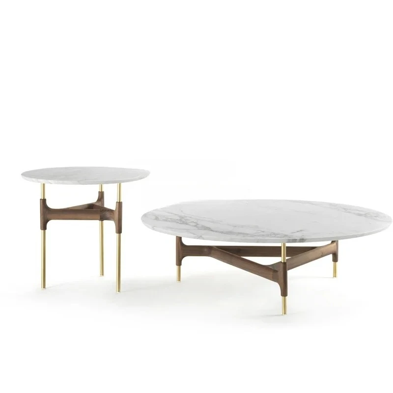 

Скандинавские ножки из нержавеющей стали, простота из массива дерева, креативная мраморная столешница, круглый размер, комбинированный чайный столик, приставной столик