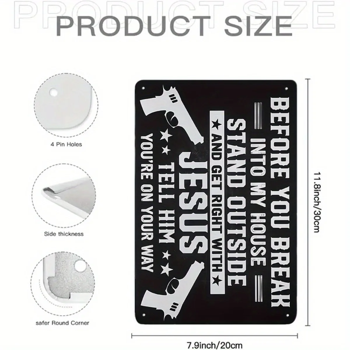1pc 2D Flat Warning Metal Wall Plaque 8x12 Inch Outdoor Home Garage Decorative Sign