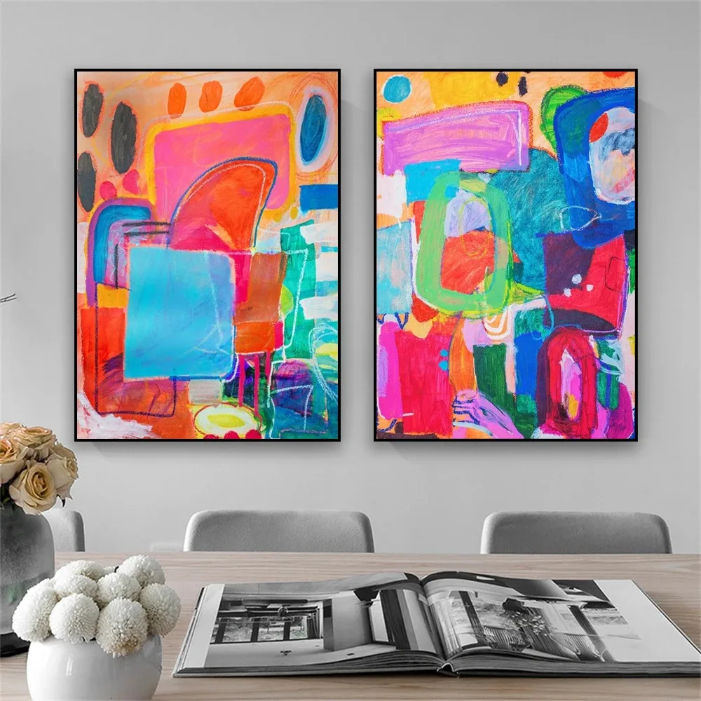 Abstract Mid Century Wall Art Print Poster Modern Colorful Large Gallery Wall Art Decor Nordic Canvas Painting Home Room Decor