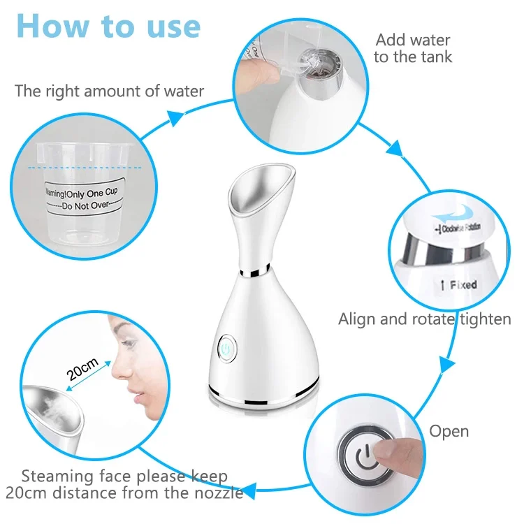 Facial Steamer Nano Ionic Facial Steamer Skin Moisturizing Warm Mist Moisturizing Face Steamer