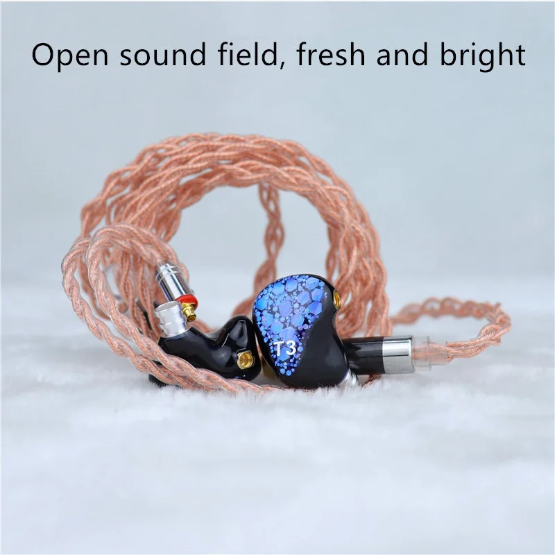 TONEKING T3 3BA 무빙 아이언 하이브리드 Hifi 음악 오디오 파일 이어폰 이어폰 모니터 MMCX 6N 단결정 구리 케이블 이어폰