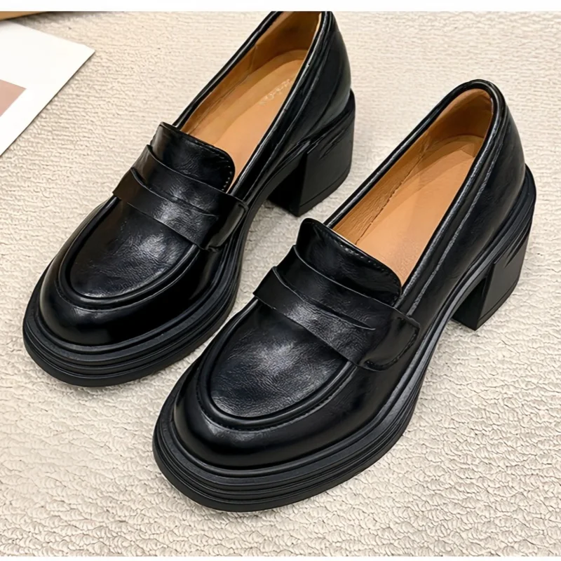 

Мэри Джейн Дизайнерские новые стильные элегантные туфли-лодочки 2025 Модные лаконичные однотонные женские туфли на среднем каблуке Удобные женские туфли без шнуровки