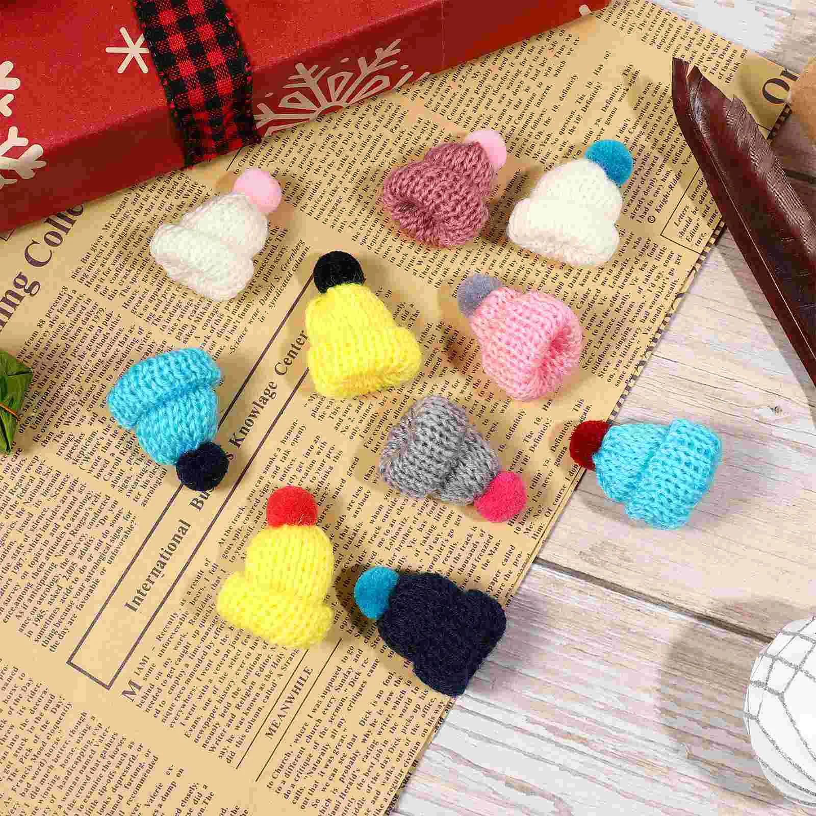 10 Pcs Funny Hats Mini Knitting Yarn Woolen Craft DIY Accessories