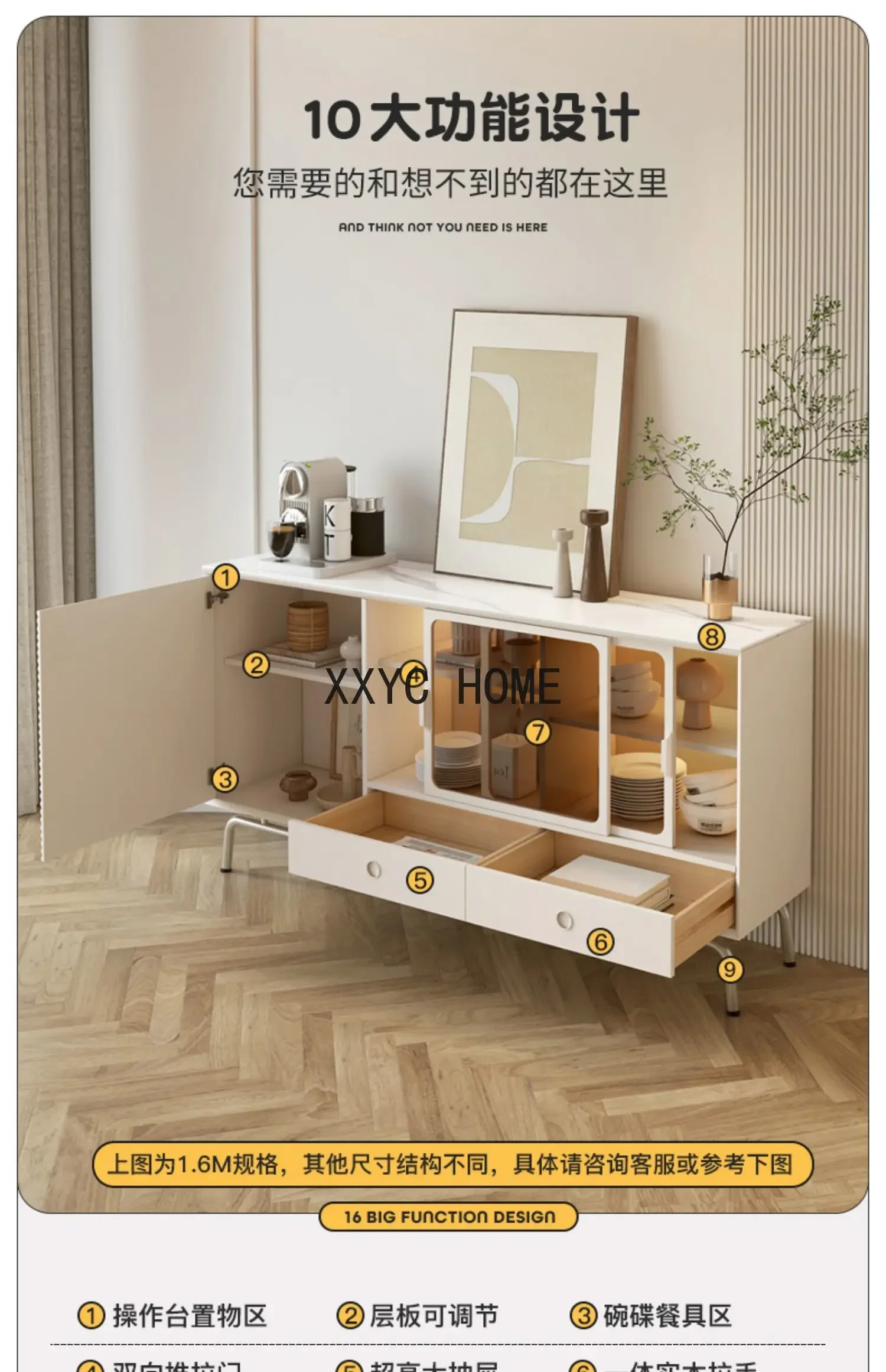 

Стена-сервант из массива дерева с каменной пластиной, встроенный чайный шкаф, шкаф для хранения в гостиной