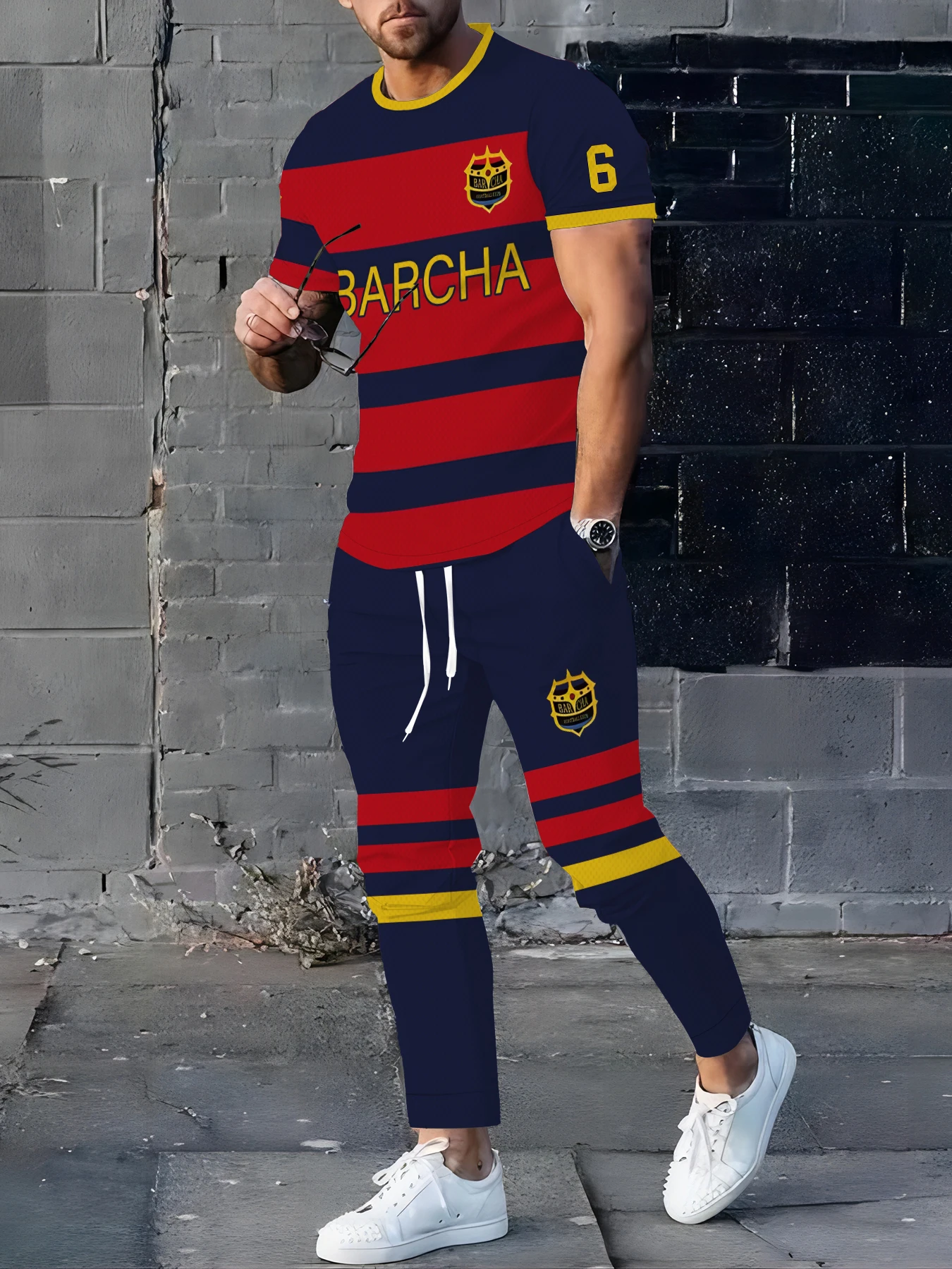 

The new men's set for summer 2025 is 3D printed fashionable casual sporty comfortable and breathable