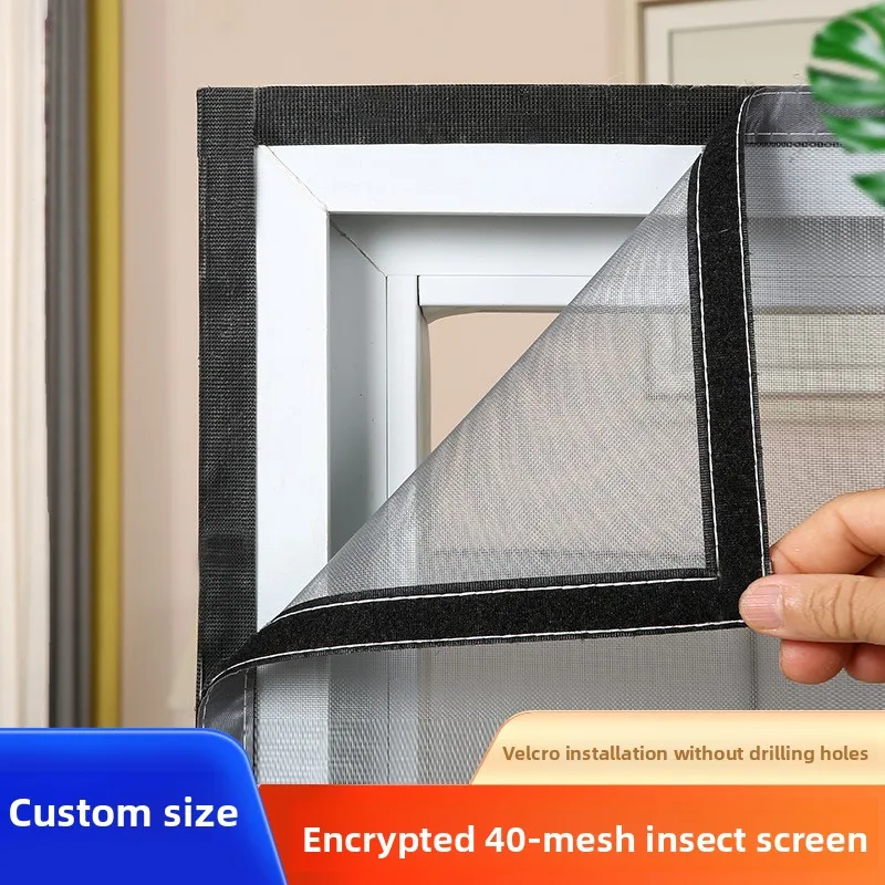 Custom-made, reinforced mesh window screens with Velcro fasteners, thickened for better protection against small insects, self-a