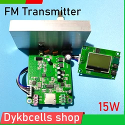 15W Stereo FM Transmitter PLL audio LED display Digital 78-108MHz GP antenna FOR DSP broadcast Campus Radio Station Receiver