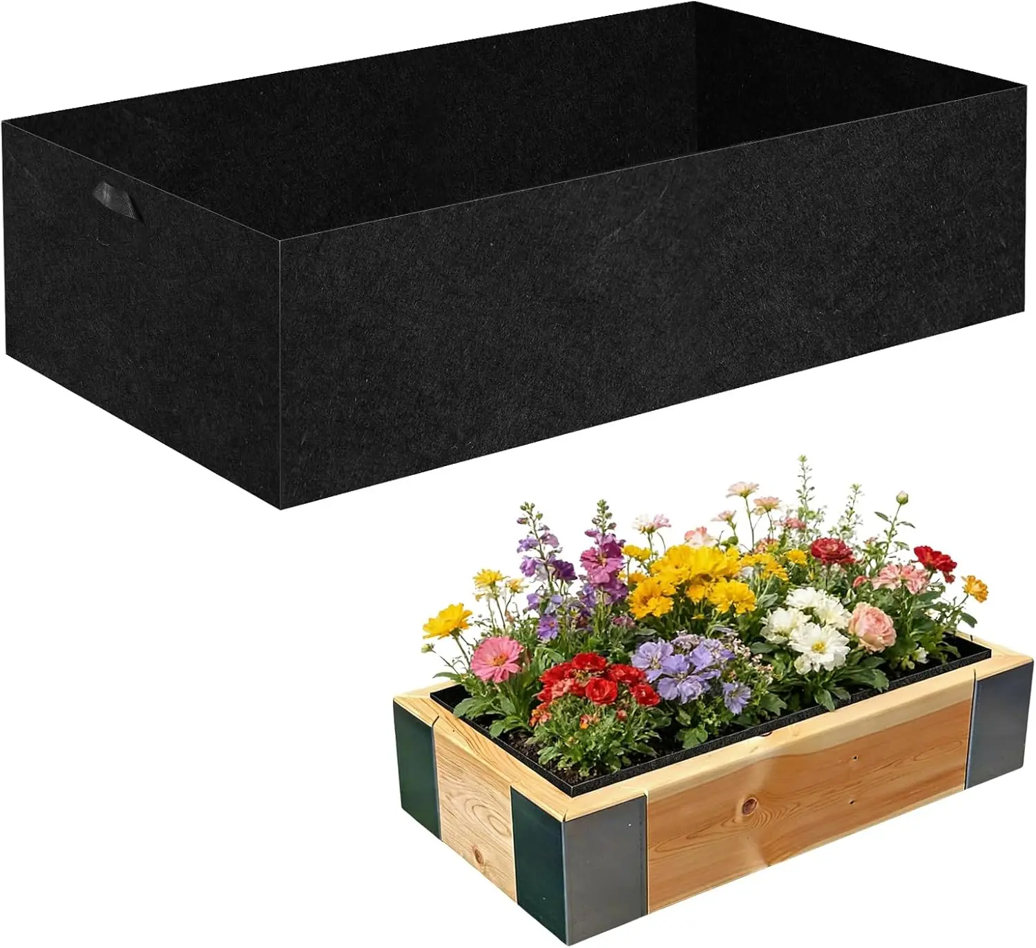 

Тканевый вкладыш для приподнятой грядки, плотный, дышащий, с дренажем, прямоугольный, с ручками, для выращивания растений