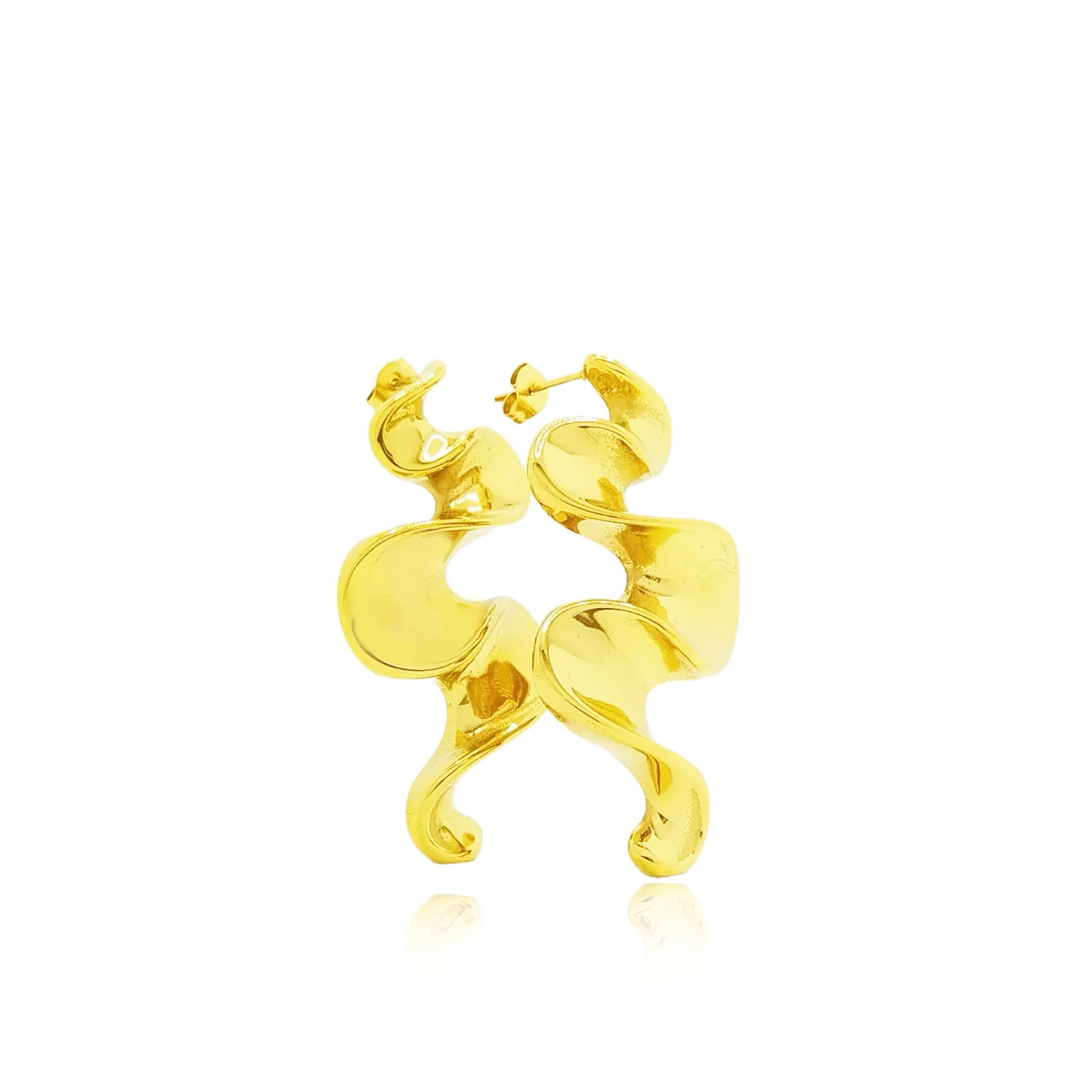 

ALEX Shine Gold Color Women Earrings Fashion Smooth Hoop Earrings for Women Engagement Wedding Jewelry Gift