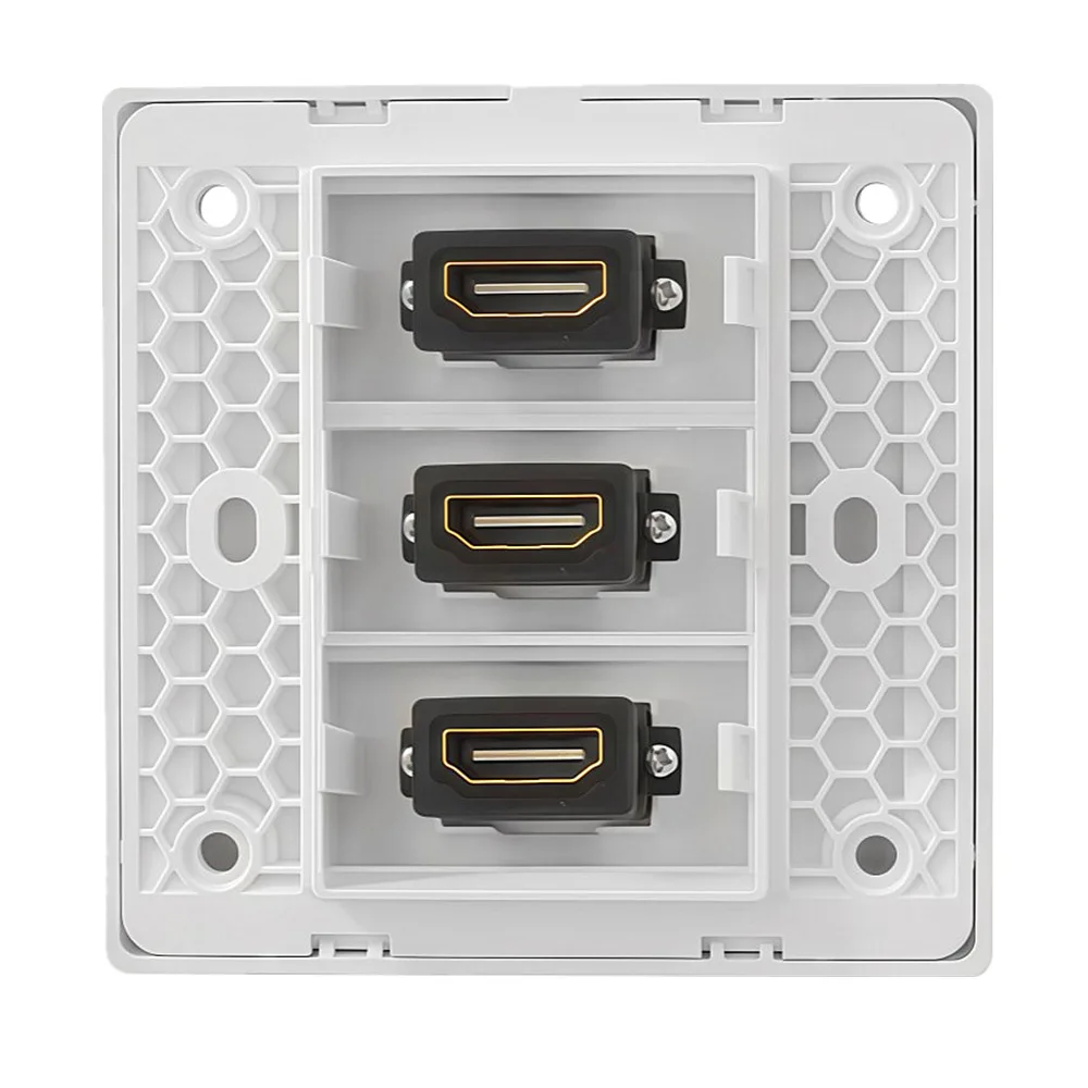 86 * 86mm Pro 4k HDTV HDMI-Compatible Female 3Ports 2Ports Home TV AV Wall Outlet Video Socket Face Plate White ABS