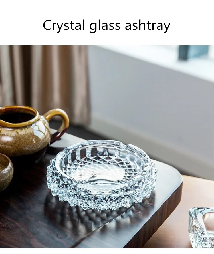 Ashtray creative personality trend crystal glass European large home living room office KTV ashtray custom