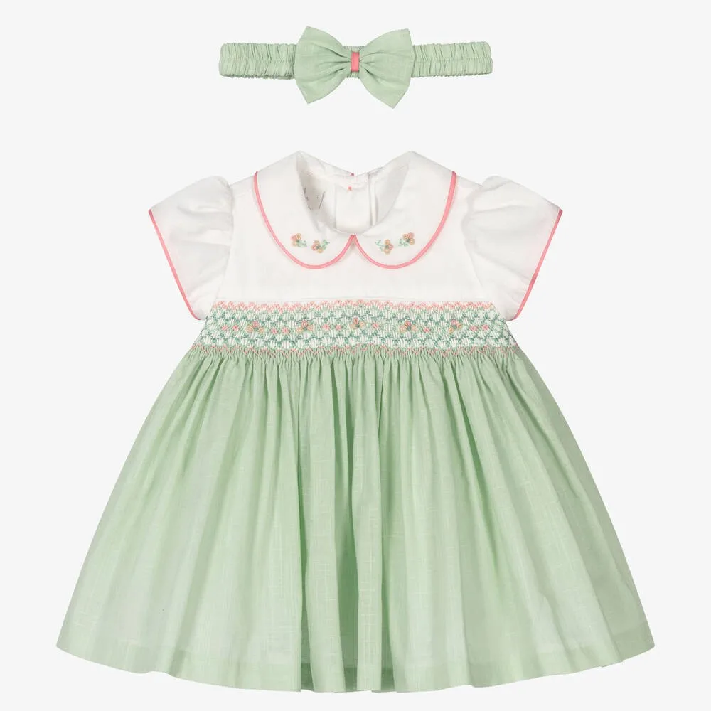 Girls Princess Dress Baby Green Hand-made Smocking Dress Fashion Clothes Kids Party Dresses For Girls