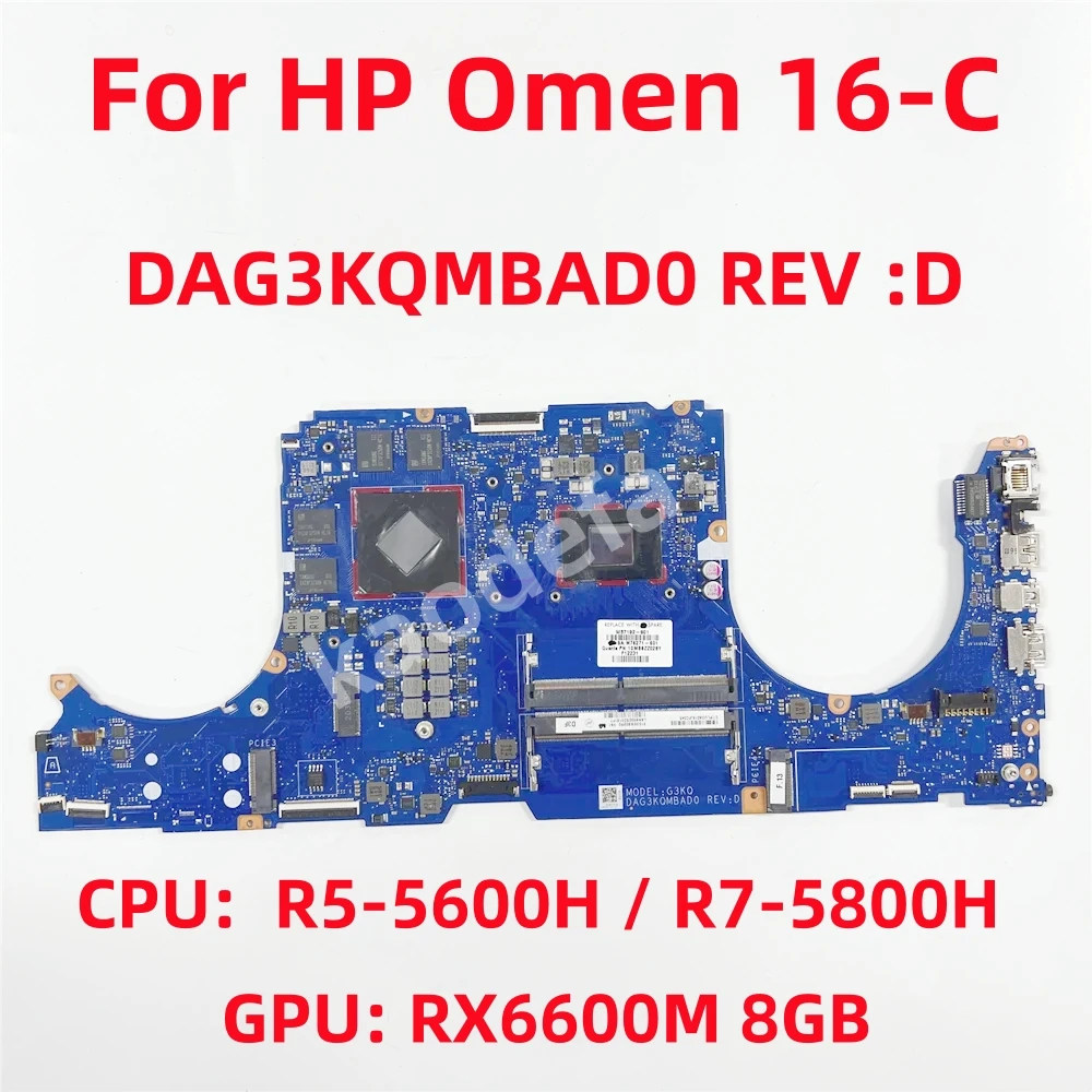Imagem -01 - Placa-mãe do Portátil para hp Omen 16-c Cpu R75800h R9-5900h Amd Gpu:215130000026 Rx6600m Dag3kqmbad0 Mainboard 100 Teste ok