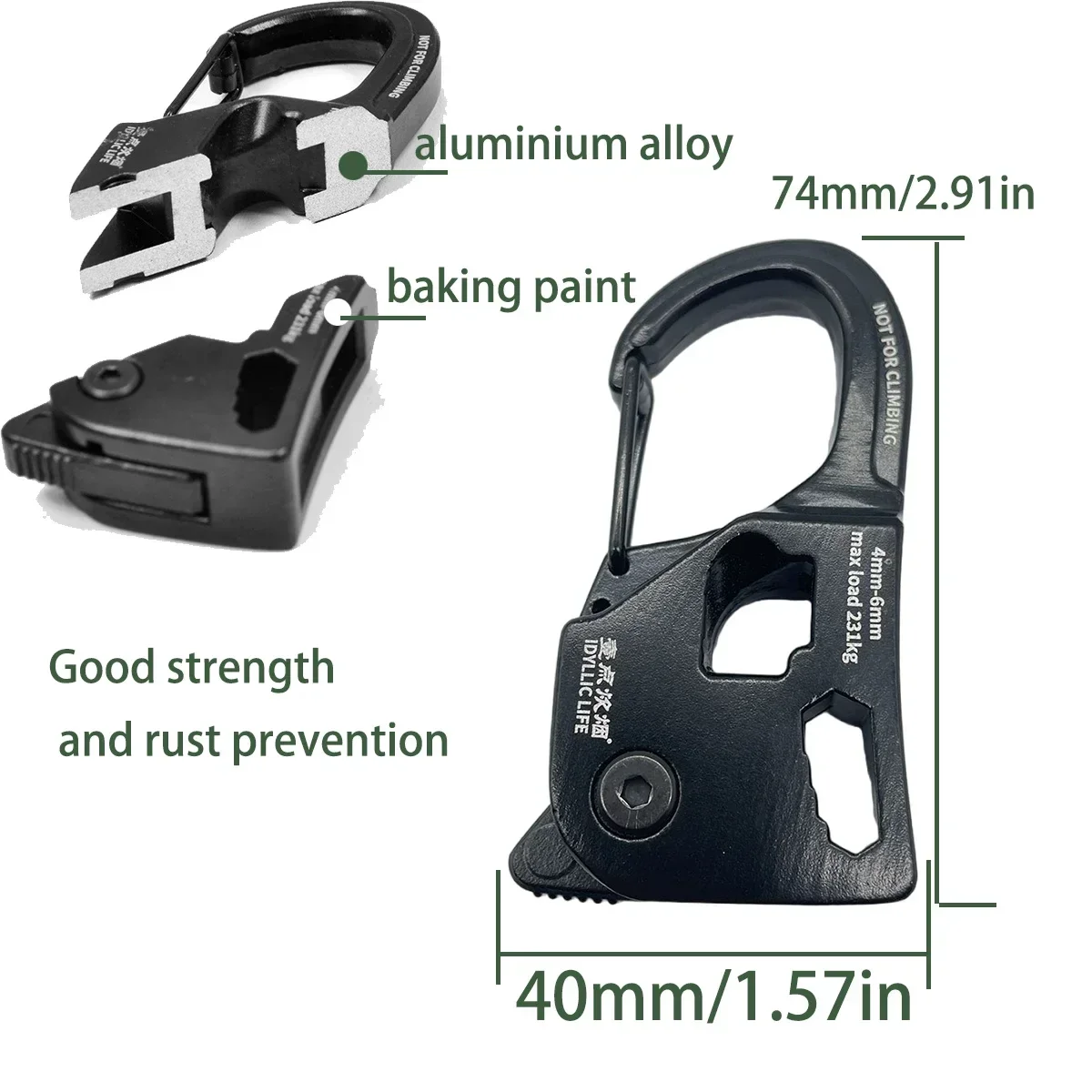 2pcs 6mm 5m Camping Tent Cord Adjuster Wind Rope Tie Down Reflective Tightener Fastening Pulley Ratchet Awning Rope Buckle
