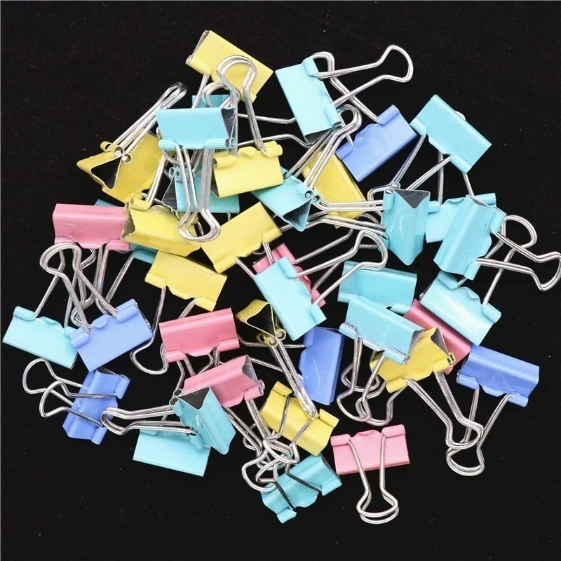 50 Pcs Set Long Tail Clip Black Metal Binder 15 Mm Note Paper Clips Office Supplies Material Document Binding Fixing Paperclips