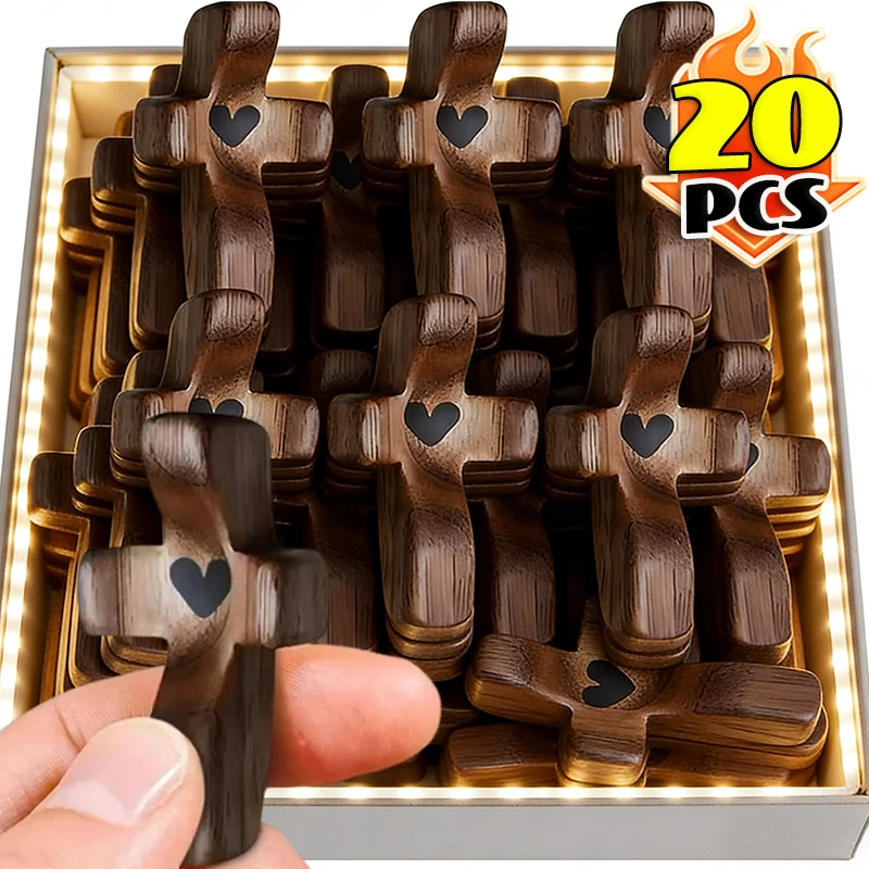 Encouragement Wooden Crosses Walnut Wood Pocket Cross Stress Relief Spiritual Companion Cross Praying Crucifixion Palm Crucifix