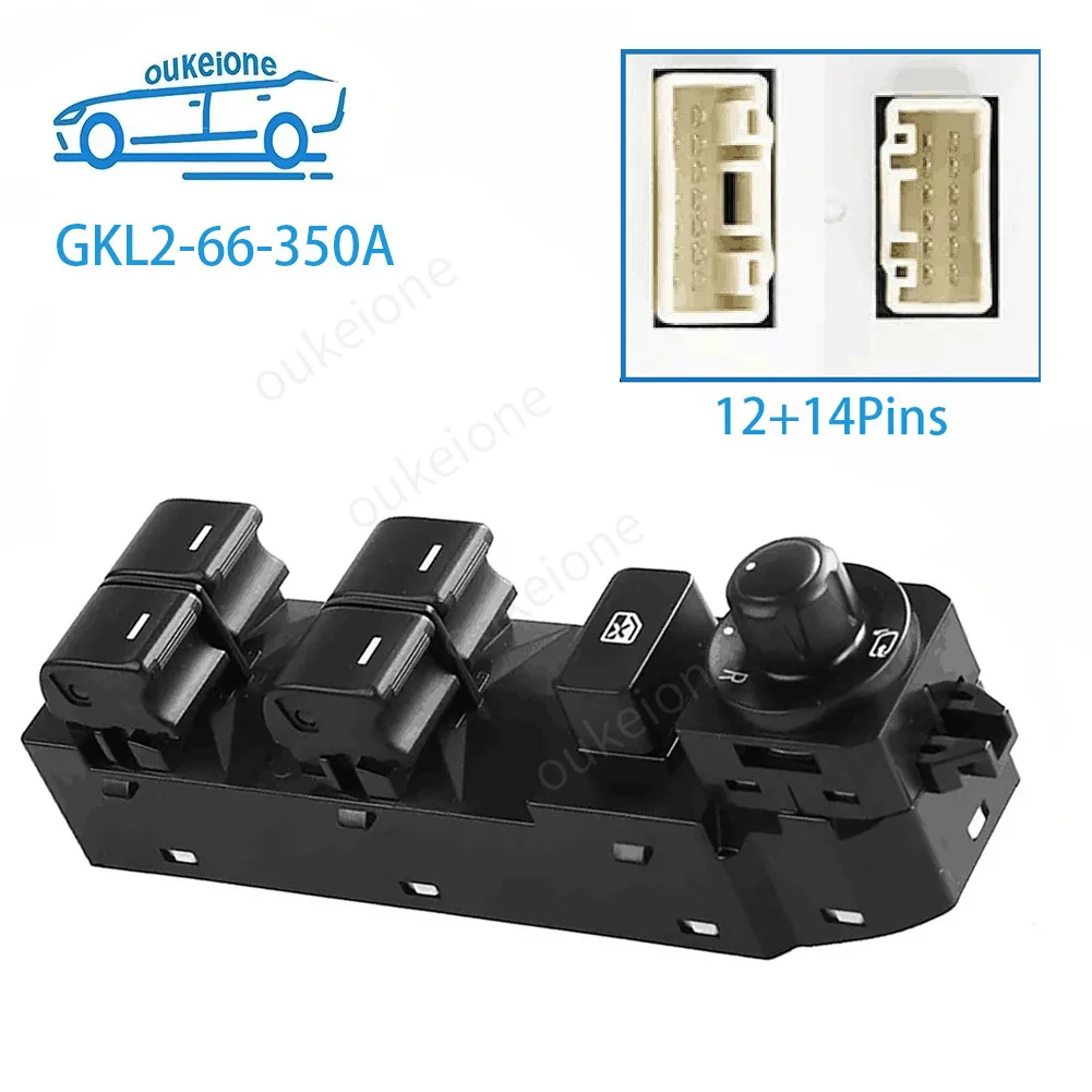 

12 + 14 контактов GKL266350A для 2014 2015 2016 Mazda 6, электрический переключатель стеклоподъемника, главная кнопка управления, левый руль, автомобильные детали GKL2-66-350A